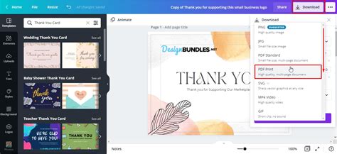 how to print a canva project